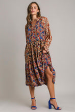 Load image into Gallery viewer, Umgee Mixed Floral Print Midi Dress in Brick Mix Dresses Umgee   
