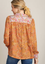 Load image into Gallery viewer, Umgee Mix-n-Match Floral Print Collared Top in Mustard Mix Shirts &amp; Tops Umgee   
