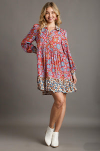 Umgee Mix-n-Match Floral Print Dress in Red Mix Dresses Umgee   