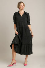 Load image into Gallery viewer, Umgee Mineral Washed Cotton Gauze Tiered Maxi Dress in Ash ON ORDER Dresses Umgee   
