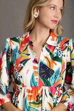 Load image into Gallery viewer, Umgee Pullover A-Line Tropical Print Midi Dress in Cream Mix
