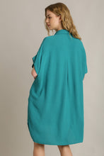 Load image into Gallery viewer, Umgee Placket Hidden Button Down Shirt Dress in Turquoise Dress Umgee   

