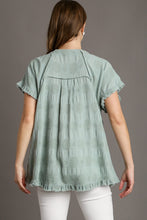 Load image into Gallery viewer, Umgee Solid Color Textured Dot Top in Dusty Mint Shirts &amp; Tops Umgee   
