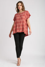 Load image into Gallery viewer, Umgee Solid Color Textured Dot Top in Canyon Clay Shirts &amp; Tops Umgee   
