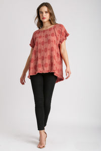Umgee Solid Color Textured Dot Top in Canyon Clay Shirts & Tops Umgee   