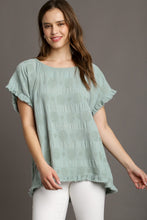 Load image into Gallery viewer, Umgee Solid Color Textured Dot Top in Dusty Mint Shirts &amp; Tops Umgee   
