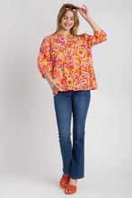 Load image into Gallery viewer, Umgee Mixed Print Boxy Cut Top in Tomato Mix Shirts &amp; Tops Umgee   
