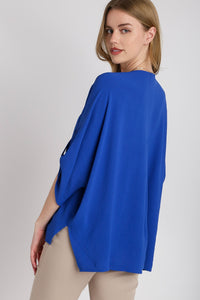 Umgee Solid Color Oversized Boxy Top in Sapphire Shirts & Tops Umgee   