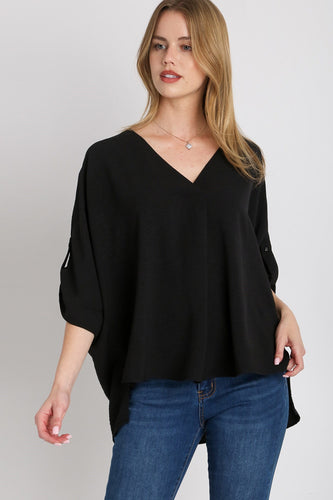 Umgee Solid Color Oversized Boxy Top in Black Shirts & Tops Umgee   