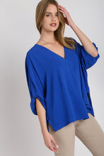 Load image into Gallery viewer, Umgee Solid Color Oversized Boxy Top in Sapphire Shirts &amp; Tops Umgee   
