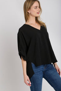 Umgee Solid Color Oversized Boxy Top in Black Shirts & Tops Umgee   
