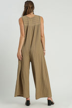 Load image into Gallery viewer, Umgee Textured Wide Leg Jumpsuit in Latte Jumpsuit Umgee   
