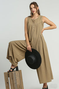 Umgee Textured Wide Leg Jumpsuit in Latte Jumpsuit Umgee   