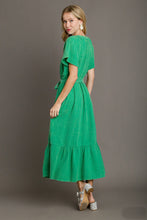 Load image into Gallery viewer, Umgee Cotton Gauze Belted Midi Dress in Green
