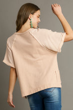 Load image into Gallery viewer, Umgee French Terry &amp; Cotton Gauze Mixed Boxy Cut Top in Natural Shirts &amp; Tops Umgee   
