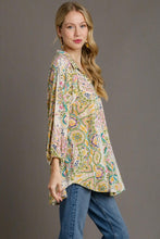 Load image into Gallery viewer, Umgee Mixed Print Button Down Top in Green Mix Shirts &amp; Tops Umgee   
