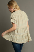 Load image into Gallery viewer, Umgee Baby Doll Top with Textured Swiss Dot Jacquard Print in Oatmeal Shirts &amp; Tops Umgee   
