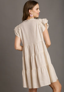 Umgee Linen A-Line Dress in Oatmeal Dresses Umgee   