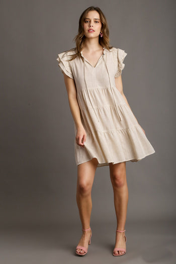 Umgee Linen A-Line Dress in Oatmeal Dresses Umgee   
