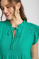Umgee Linen A-Line Dress in Emerald Green Dresses Umgee   