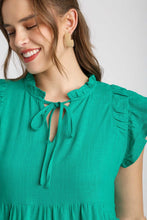 Load image into Gallery viewer, Umgee Linen A-Line Dress in Emerald Green Dresses Umgee   
