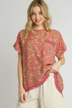 Load image into Gallery viewer, Umgee Animal Print Boxy Top in Coral Shirts &amp; Tops Umgee   
