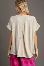 Load image into Gallery viewer, Umgee Solid Color Linen Blend Boxy Cut Top in Oatmeal Shirts &amp; Tops Umgee   

