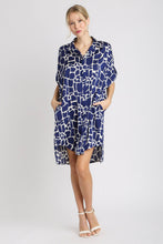 Load image into Gallery viewer, Umgee Two Tone Animal Print Button Down Dress in Midnight Dress Umgee   
