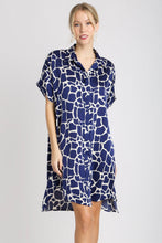 Load image into Gallery viewer, Umgee Two Tone Animal Print Button Down Dress in Midnight Dress Umgee   
