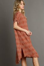 Load image into Gallery viewer, Umgee Swiss Dot Textured Jacquard Midi Dress in Canyon Clay
