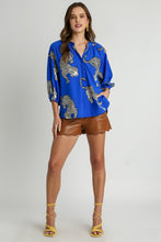 Load image into Gallery viewer, Umgee Cheetah Print Boxy Cut Top in Cobalt Blue Shirts &amp; Tops Umgee   
