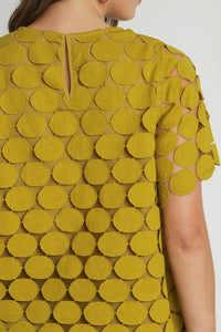 Umgee Lace Polka Dot Shift Top in Kiwi ON ORDER Shirts & Tops Umgee   