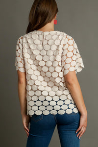 Umgee Lace Polka Dot Shift Top in Natural ON ORDER Shirts & Tops Umgee   