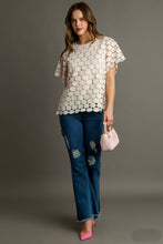 Load image into Gallery viewer, Umgee Lace Polka Dot Shift Top in Natural ON ORDER Shirts &amp; Tops Umgee   
