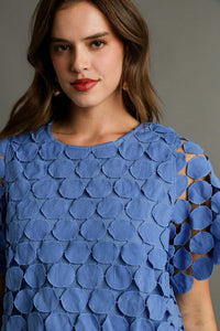 Umgee Lace Polka Dot Shift Top in Orchid Blue Shirts & Tops Umgee   