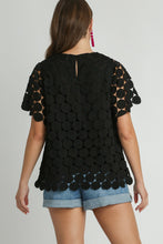 Load image into Gallery viewer, Umgee Lace Polka Dot Shift Top in Black ON ORDER Shirts &amp; Tops Umgee   
