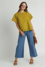 Load image into Gallery viewer, Umgee Lace Polka Dot Shift Top in Kiwi ON ORDER Shirts &amp; Tops Umgee   
