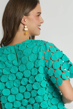 Load image into Gallery viewer, Umgee Lace Polka Dot Shift Top in Jade Shirts &amp; Tops Umgee   
