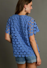 Load image into Gallery viewer, Umgee Lace Polka Dot Shift Top in Orchid Blue Shirts &amp; Tops Umgee   
