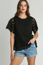 Load image into Gallery viewer, Umgee Lace Polka Dot Shift Top in Black ON ORDER Shirts &amp; Tops Umgee   
