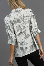 Load image into Gallery viewer, Umgee Two-Toned Landscape Print Button Down Top in Black Shirts &amp; Tops Umgee   
