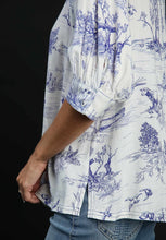 Load image into Gallery viewer, Umgee Two-Toned Landscape Print Button Down Top in Blue Shirts &amp; Tops Umgee   
