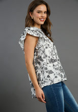 Load image into Gallery viewer, Umgee Two Toned Floral Print Boxy Cut Top in Black
