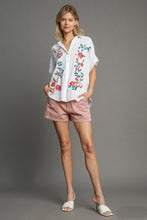 Load image into Gallery viewer, Umgee Mixed Floral Embroidery Button Down Top in Off White
