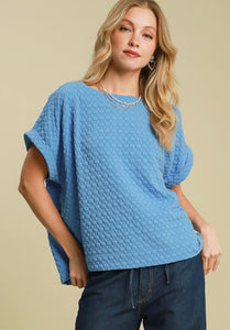 Umgee Textured Jacquard Top in Periwinkle