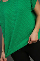 Umgee Textured Jacquard Top in Green ON ORDER Shirts & Tops Umgee   