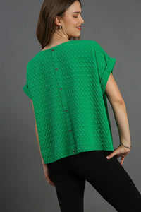Umgee Textured Jacquard Top in Green Shirts & Tops Umgee   