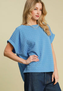 Umgee Textured Jacquard Top in Periwinkle