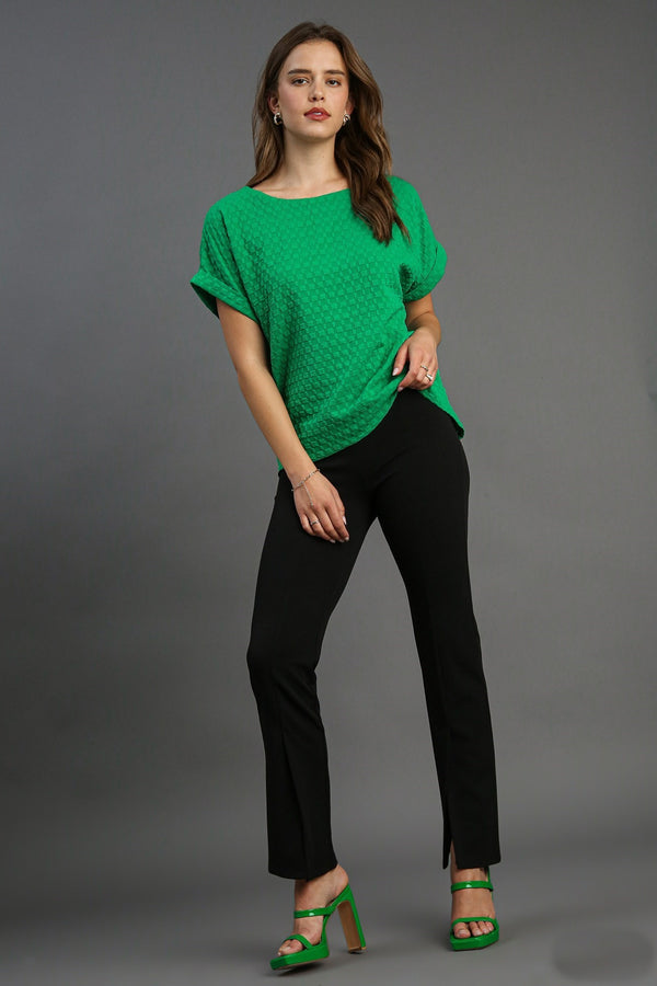 Umgee Textured Jacquard Top in Green Shirts & Tops Umgee   