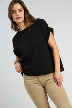 Load image into Gallery viewer, Umgee Textured Jacquard Top in Black Shirts &amp; Tops Umgee   
